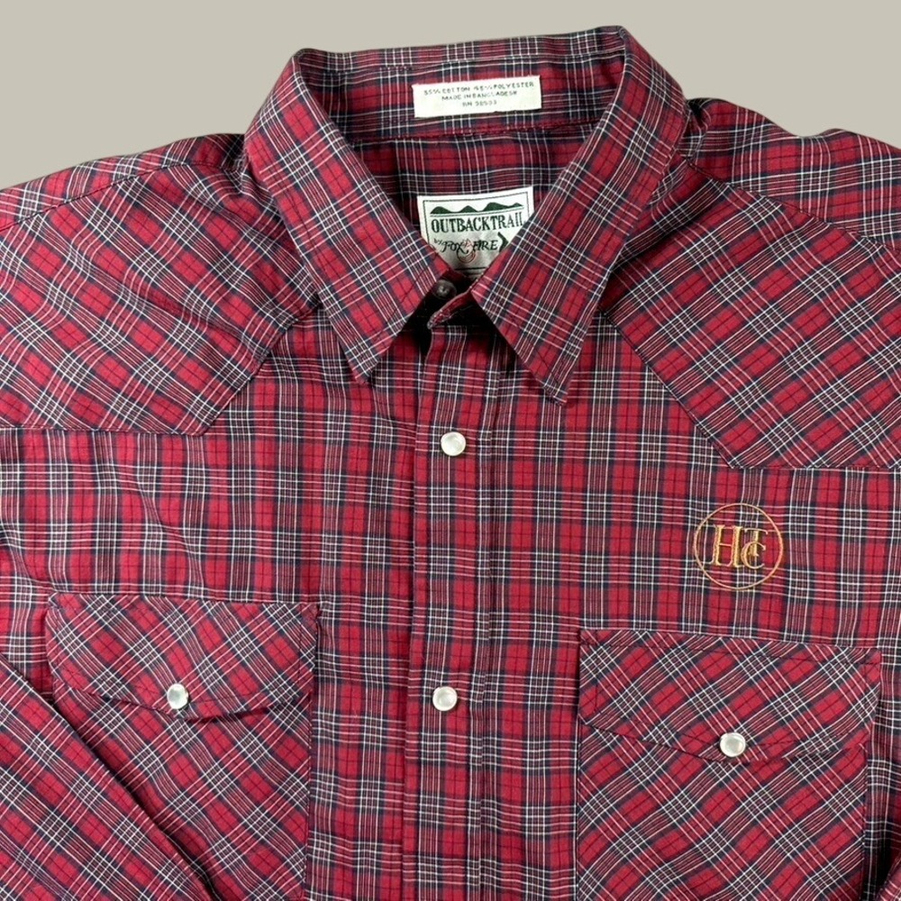 Foxfire Outback Trail Western Shirt Men XLT Red Plaid Pearl Snap Cowboy Rodeo